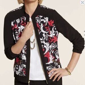 Chico’s Zenergy Size 1 Neema Two Print Zip Up Baroque Blouson Jacket